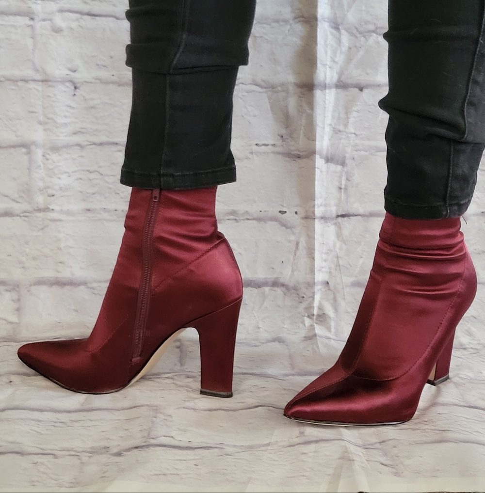 Guess Purple Satin Heeled Boots